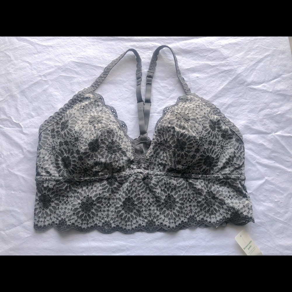 NWT Aerie Brallette Lace Grey Large
